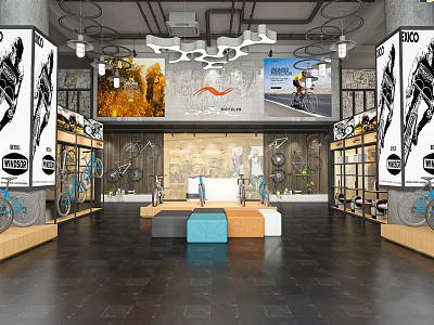 INDUSTRIAL LOFT STORE BICYCLE STORE 3d model