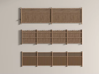 Wooden Railings With Various Designs And Multiple Panels On White Wall 3d model