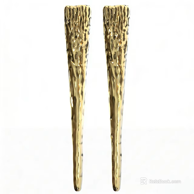 Golden Textured Cabinet Handles With Intricate Design For Modern Furniture 3d model 