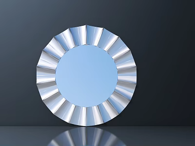 Carved Round Mirror With Silver Decorative Frame And Reflective Surface 3d model