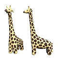 Two Cute Giraffe Dolls With Yellow Body Brown Spots Standing Design Style