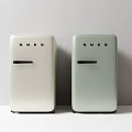 SMEG Retro Design Refrigerators In White And Light Green Colors For Kitchen