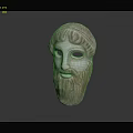 Classical Ancient Stone Mask With Curly Hair Beard And Facial Features