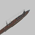 Vintage Warship With Gray Hull Multiple Smokestacks And Upper Deck Structure