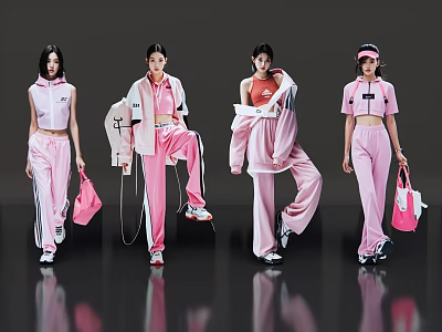 2D modern beauty fashion sports clothing show runway fashion model sports casual wear 3d model