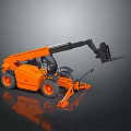 Orange Industrial Telehandler With Extendable Boom Fork Attachment And Black Tires 3d model
