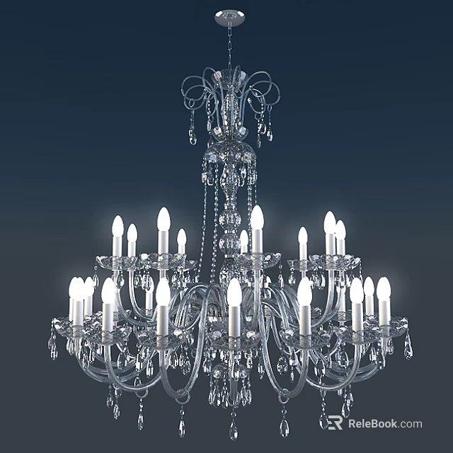 Elegant Crystal Chandelier With Multiple Candle Lights And Decorative Pendants 3d model 