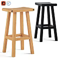 Wooden And Black Modern Stools For Kitchen Dining Room Seating Furniture
