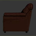 Stylish Red Upholstered Armchair With Comfortable Tufted Backrest And Plush Armrests