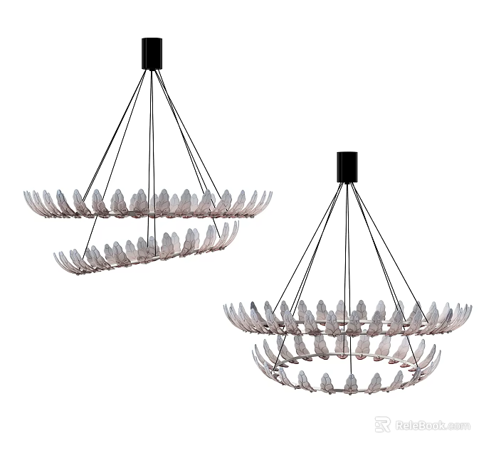 Modern Layered Chandeliers With Petal Like Shades 3d model