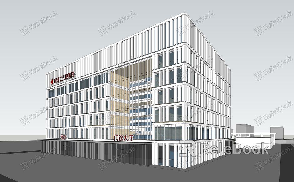 modern hospital building outpatient building model