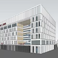 Modern Multi Storey Office Building With White Facade Glass Elements And Multiple Windows 3d model
