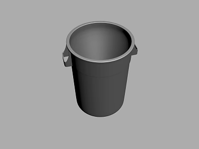 Public Facility Outdoor Cylindrical Trash Can With Side Handles For Waste Disposal 3d model