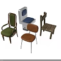 Green Upholstered Armchair Blue White Seat Wooden Back And Brown Metal Leg Chairs