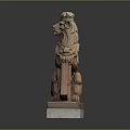 Crowned Lion Statue With Claw Resting On Shield And Marble Base 3d model