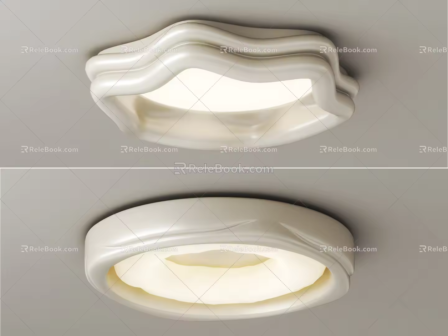Cream wind ceiling lamp 3d model