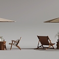 Outdoor tables and chairs umbrellas 3d model