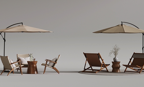 Outdoor tables and chairs umbrellas 3d model