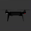 Advanced Space Aerial Mission Drone Equipped with Four Propellers and Red Navigation Lights