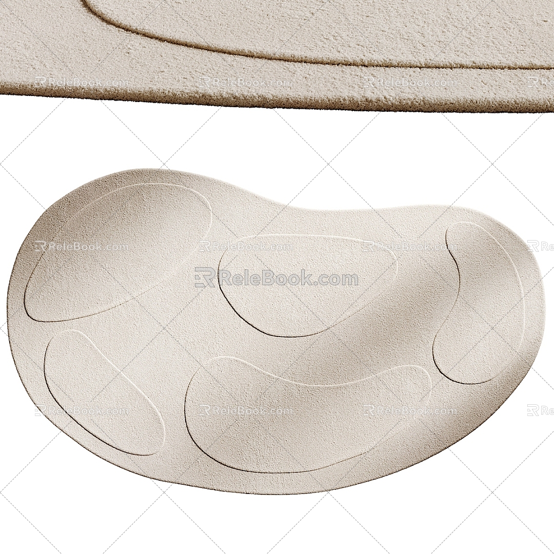 Cream Carpet Floor Mat Shaped Carpet Texture Road Carpet 3d model