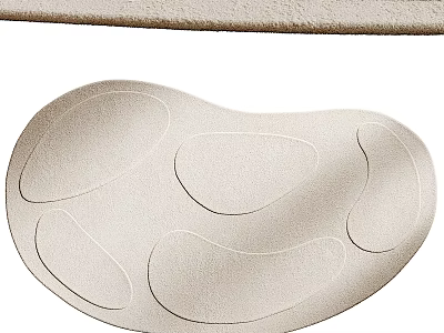 Stylish Irregular Shaped Beige Soft Comfortable Area Rug for Modern Living Room Decor 3d model