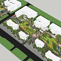 Residential Landscape Design With Green Spaces Paths Trees And Surrounding Buildings