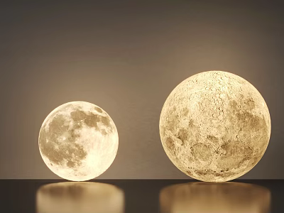 Elegant Moon Shaped Floor Lamps With Lunar Surface Texture And Soft Light In Two Sizes 3d model
