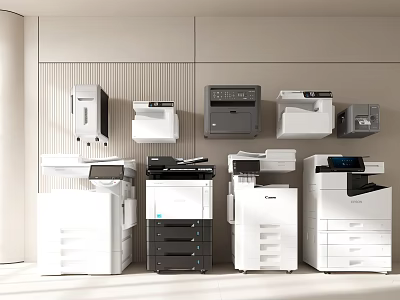 Modern Office Appliances Collection With Multifunctional Printers Copiers And Scanners For Professional Environments 3d model