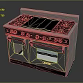 Modern Kitchen White Gas Range Cooker With Multiple Burners Double Oven And Stainless Steel Handles