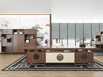 Chinese Office Desk New Chinese Office Chinese Class Desk New Chinese Class Desk Filing Cabinet 3d model