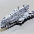 Detailed Sci-Fi Spaceship Model With Gray Exterior Complex Structure And Engine Details