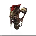 Ancient Leather Armor Featuring Red Bandana Fringe And Decorative Leather Straps