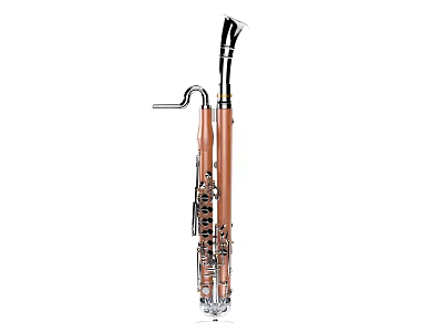 Copper Bassoon Woodwind Instrument With Curved Design And Metal Keys 3d model