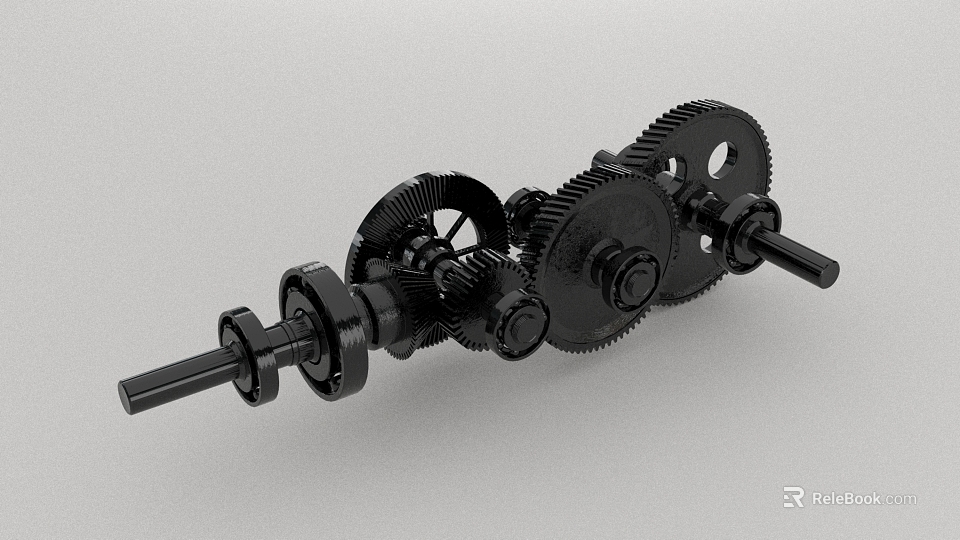 High Quality Hardware Tools Mechanical Assembly With Black Gears Shafts And Metal Components 3d model 