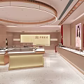 Elegant Modern Jewelry Store Interior With Glass Display Cases And Gold Accents