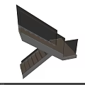 Modern Staircase Design Featuring Glass Railing Metal Frame And Light Colored Steps 3d model