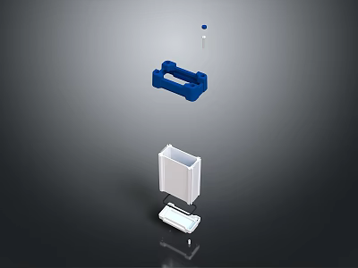 Other Blue Plastic Bracket And White Storage Box With Small Component Parts 3d model