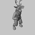 Game and Movie Deer Character With Antlers White Purple Fur Waving Hand