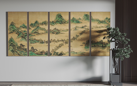 New Chinese Landscape Painting Hanging Painting Decorative Painting 3d model