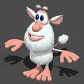 Cute 3D Rendered White Fluffy Cartoon Character With Big Blue Eyes Smiling And Open Arms