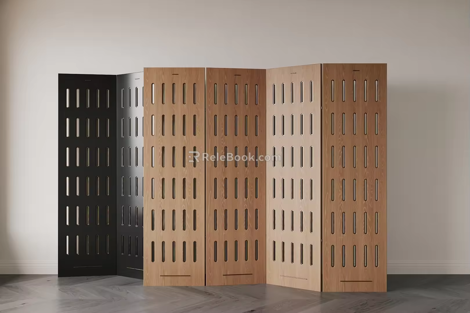 Modern Middle Ancient Solid Wood Opening Partition Screen 3d model