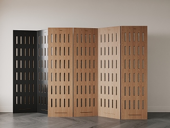 Modern Middle Ancient Solid Wood Opening Partition Screen 3d model