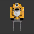 Yellow Industrial Forklift With Number 6 Front Forks And Track Wheels