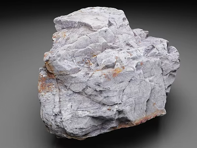 Gray Rock Formation With Layered Texture And Brown Mineral Spots 3d model