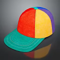 Stylish Multicolored Baseball Cap With Red Yellow Purple Green Sections For Daily Use