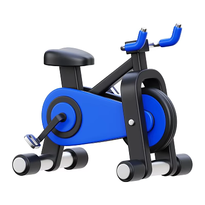 Blue And Black Stationary Exercise Bike With Ergonomic Seat And Sturdy Frame 3d model