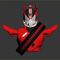 Red Cosplay Armor Costume With Detailed Shoulder Pads And Glossy Finish