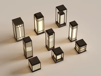 Modern Chinese Landscape Lamp Lawn Lamp Garden Lamp Outdoor Lamp Combination 3d model