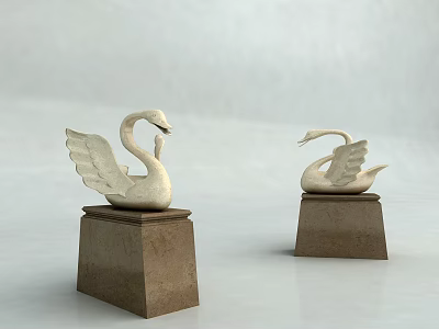 Modern Fountain Swan Spitting Water Beast Spitting Water Beast 3d model