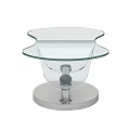 Modern Curved Glass Top Coffee Table With Sleek Silver Metal Base Design